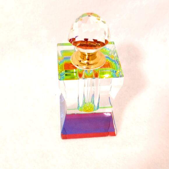 Rainbow Clear Prism Crystal Faceted Perfume Fragrance Oil ArtGlass BottleStopper - Picture 10 of 10